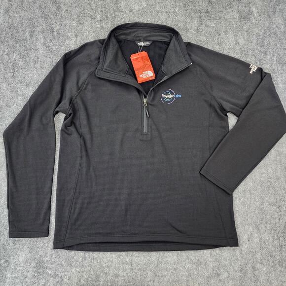 The North Face Sweater Men XL Black Mountain Peak 1/4 Zip Fleece Pullover Logo - Picture 1 of 16